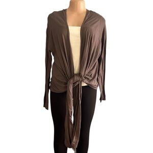 Sundance Brown Long Open-Front Cardigan Sweater Lightweight